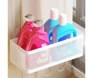 Magnetic Shelf for Washing Machine, Laundry Room Magnetic Organizer for Laundry Room Washing Machine Shelf Magnetic Storage Basket for Refrigerator, Shelves (White, L27cm x W10)