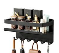 Magnetic Shelf - Wall Shelf No Drilling 6 Hooks Kitchen | Magnetic shelf, 6 hooks, no drilling, space-saving storage, for spices, garage, laundry room, office, metal