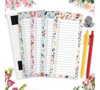 Magnetic Shopping List Pad, 4 Pack Magnetic Grocery List for Fridge with 1 Elastic Pen Clip, 200 Sheets Tearable Magnetic Notepad for Fridge with 2 Pen, Floral Theme Fridge Shopping List Magnet