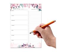 Magnetic Shopping List Pad - 52 Tear Off Sheets, Weekly Planner Layout, Sturdy Back Panel for Refrigerator, Organised Notepad for Shopping in the Kitchen, Tracker for Home