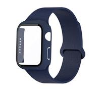 Magnetic Silicone Band and Case Compatible with Apple Watch Band 40mm 41mm 42mm 44mm 45mm 46mm Women Men, Soft Waterproof Sport Strap for iWatch Series 10 9 8 7 6 5 4 3 2 1 SE (Midnight Blue