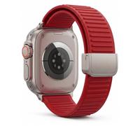 Magnetic Silicone Band Compatible with Apple Watch Band 42mm 44mm 45mm 46mm 49mm Women Men，Red