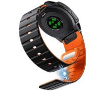 Magnetic Silicone Band Compatible with Garmin Instinct 3/2/Solar/Tactical/Tide/Esports 45mm 50mm,26mm 22MM Quick Fit Release Rugged Instinct Bands for Men Women (Black/Orange, 45mm/22mm)