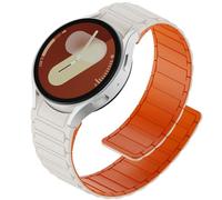 Magnetic Silicone Band Compatible with Samsung Galaxy Watch 7 6 5 4 FE Band 40mm 44mm/Watch 4 6 Classic 47mm 46mm 43mm 42mm/Watch 5 Pro 45mm,22mm No Gap Soft Sport Strap for Men Women,Starlight+Orange
