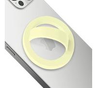 Magnetic Silicone Ring Grip Phone Holder，Comfy Loop Grip Phone Holder,Strong Grip,Comfortable,Easy to Install and Remove,Compatible with Magsafe for iPhone 16/15/14/13/12 Series (Cream Yellow)