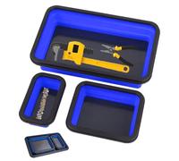 Magnetic Silicone Tool Tray - 3-Piece Foldable Magnetic Tray, Scratch-Resistant Rubber Base, Screws, Nuts, Seals, Double-Sided Magnetic Base for Metal Parts, for