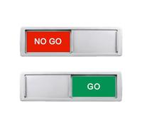 Magnetic Slider Door Signs - Easy To Read, Non-Scratch Stop Go Sign, 7'' x 2'' - Silver