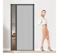 Magnetic Sliding Door - Grey Pleated Folding Gate for Laundry Room Easy-Handle Concertina Room Divider 120x180cm Stylish and Space-Saving Solution for Internal Living Areas.
