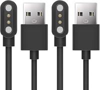 Magnetic Smart Watch Charger Compatible with LIGE EF5/FV6/EF3 2 Pin 2.5mm USB Charging Cable with Built-In Safety Features, Portable Design, Black