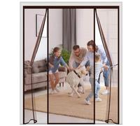 Magnetic Sn Door 230x225cm Brown - No Drill Double Door Design with Hoo & Loop Tape Ideal for Sliding & Patio Doors Easy Inllat Bug Proof Wind Resint.