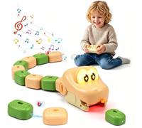 Magnetic Snake Game Toy Eating Itself,Remote Control Snake Frenzy，yellow | Snake Game Rc,Eating Snake Toys with Lights & Sounds,2-Player Race Game,Usb Rechargeable,Screen-Free,for Boys & Girls
