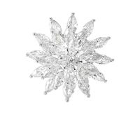 Magnetic Snowflake Crystal Brooch Flower Elegant Accessory, Silver