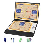 Magnetic Soccer Coaching Board, Basketball Coaching Board with Marker Pen and Eraser, PU Material, Foldable in Three Sections, for Tactical Training, Gifts(Basketball)