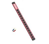 Magnetic Socket Holder Organizer, 1/4" Drive Aluminum Alloy Socket Rail,with 14PC 360° Swivel Removable Clips,Magnetic Socket Rack for Tool Box Drawer,Red