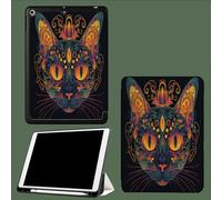 Magnetic Stand Case for iPad Pro 11-inch M4 (2024) (Model: A2836/A2837/A3006), Multiple Angles Soft TPU Cover with Pencil Holder, Auto Wake/Sleep Psychedelic Cat Animal-Black