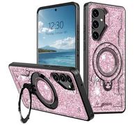 Magnetic Stand Case for Samsung Galaxy S25 Plus 6.7", Full Coverage Hard Back Shockproof Cover with 360° Rotatable Kickstand, Supports Magnetic Car Mount & Wireless Charging, Pink Glitter Bible 46:5