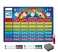 Magnetic Star chart for Inspiring Good Behaviour in Toddlers and Kids, Boys and Girls | TMS Behaviour | with 4 Magnetic Coloured Dry Wipe Pens (Rainbow, A3 Size)