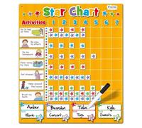Magnetic Star Reward Chart (T2409) by Fiesta Crafts- Motivational Magnetic Behaviour Chart for Kids & - 200+ Stars,Dry Wipe Pen, 20 Activities- Engaging Star Chart for One or Multi Children