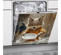 Magnetic Stickers Grey Orange Animals Dishwasher Magnet Cover Reusable Trimmable Refrigerator Magnets Kitchen Decor Home Cabinet Appliances Magnetic Sheet 58.5x65 cm /2pcs