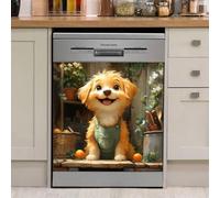 Magnetic Stickers Plant Green Dog Dishwasher Magnet Cover Reusable Trimmable Refrigerator Magnets Kitchen Decor Home Cabinet Appliances Magnetic Sheet 58.5x65 cm /3pcs