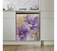 Magnetic Stickers Purple Gold Flower Dishwasher Magnet Cover Reusable Trimmable Refrigerator Magnets Kitchen Decor Home Cabinet Appliances Magnetic Sheet 58.5x65 cm /1pcs