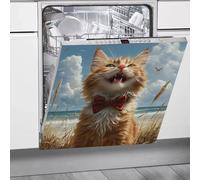 Magnetic Stickers Yellow Wheat Cat Dishwasher Magnet Cover Reusable Trimmable Refrigerator Magnets Kitchen Decor Home Cabinet Appliances Magnetic Sheet 58.5x65 cm /2pcs