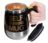 Magnetic Stirring Mug - Stainless Steel 400ml, Automatic Coffee Cup, Battery Operated Drinkware | Self Mixing Design, Lid And Ergonomic Handle For Milk, Tea, Oat Drinks, Home, Office, Travel