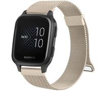 Magnetic Strap for Garmin Venu Sq/Sq Music/Venu Sq 2/Venu Sq 2 Music Watch,Two Magne Milanese Loop Stainless Steel Metal Band for Garmin Venu/Venu 2 Plus/Vivomove HR (Champagne)