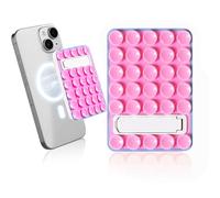 Magnetic Suction Cup Phone Mount,Hands-Free Mirror Shower Holder Suction Mount for Selfies Tiktok Videos.Suction Phone Case Grip for All smartphones,Compatible MagSafe Case(pink)