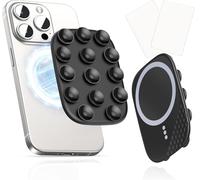 Magnetic Suction Cup Phone Mount, Shower Phone Holder for MagSafe, Phone Sticky Suction Cup Grip for iPhone 16 15 14 13 12, Birthday Christmas for Women Black