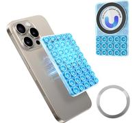 Magnetic Suction Cup Phone Mount, Silicone Suction Phone Case Grip for iPhone and Android Cases, Hands-Free Mirror Shower Mobilephone Holder MagSafe Mount for Selfies Tiktok Videos (Blue)