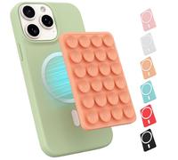 Magnetic Suction Phone Mount for MagSafe Case,Silicone Sticky Phone Grip Holder for iPhone,Removable Hands-Free Selfie/Video for TikTok & Instagram Influencer/Creator (Orange)