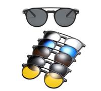 Magnetic Sunglasses Set - 13.4x13.9CM PC TR Frame With 5 Interchangeable Lenses | Polarized UV Protection Eyewear Kit | Anti Glare Clip On System For Driving Outdoor Fashion Night Use Men Women