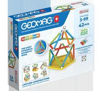 Geomag, Supercolor Recycled, Magnetic Constructions, Colorful Bars and Panels, 42-Piece Pack, 100% Recycled Plastic