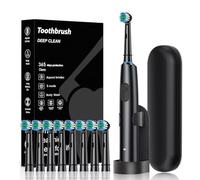 Magnetic Suspension Rotating Electric Toothbrush, 5 Modes Waterproof Sonic Cleaning, 8 Brush Heads and Carrying Case, Suitable for Kids and Adults Traveling, Camping, Cycling (Black)