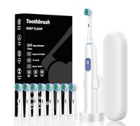 Magnetic Suspension Rotating Electric Toothbrush, 5 Modes Waterproof Sonic Cleaning, 8 Brush Heads and Carrying Case, Suitable for Kids and Adults Traveling, Camping, Cycling (White)