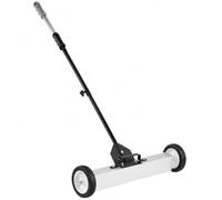 Magnetic Sweeper, 18 Inch Push Metal Pickup Tool with Wheels | 45 lb Pickup Force, Adjustable 76-113 cm Handle and 7 Inch Rolling Wheels