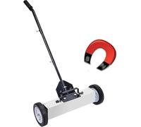 Magnetic Sweeper with Wheels, 1200 Gauss Magnetic Pickup Tool, Hand-Pull Demagnetization, 18in / 24in Rolling Design