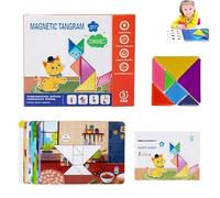 Magnetic Tangram Puzzle Book 3D Tangrams Blocks With Magnet,Travel Puzzles for Kids Ages 3-10,Educational Brain Teaser Toy,Travel & Pocket Games for Toddlers Children Family Road Trip (1)
