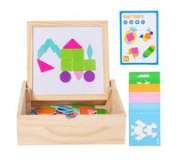 Magnetic Tangram Puzzle - Wooden 3D Geometric Blocks, Brain Teaser Toy | STEM Educational Thinking Game Set, Creative Problem Solving Activity for Boys Girls Students Home School