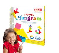 Magnetic Tangrams - Pattern Block Puzzle, Portable Travel Game | Long Lasting Educational Brain, Book Toy Set for Learning Focus Logical Thinking and Creative Play