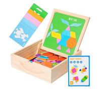 Magnetic Tangrams - Wood Puzzle Board Set, Hands On STEM Learning Game, Early Education Cognitive Development Toy, Family Night Travel Activity, Group Play Engagement | for Homeschooling Party Waiting