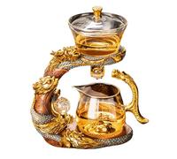 Magnetic Teapot, Semi Automatic Tea Set, Lazy Kungfu Drip Teapot, Home Glass Kung Fu Tea Automatic Tea Maker with Infuser for Brewing Loose Leaf Tea, Floral Tea, Black Tea (Pi Xiu)
