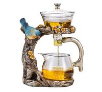 Magnetic Teapot, Semi Automatic Tea Set, Lazy Kungfu Drip Teapot, Home Glass Kung Fu Tea Automatic Tea Maker with Infuser for Brewing Loose Leaf Tea, Floral Tea, Black Tea (Magpie)