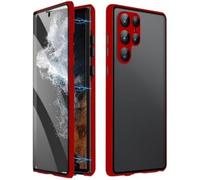 Magnetic Tempered Glass Double-Sided Phone Case for Samsung Galaxy S25, S24, S23, S22, S21 Series, Anti-Peeping & HD Anti-Drop All-Round Protection (Red,Galaxy S21+,Anti-peeping)