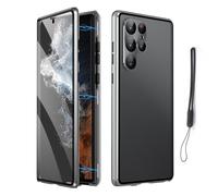 Magnetic Tempered Glass Double-Sided Phone Case for Samsung S25 S24 S23 S22 S21 Ultra Plus, Anti-Peep All-Round Protection & Anti-Drop (For Samsung S22plus/S22+,Silver)
