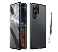 Magnetic Tempered Glass Double-Sided Phone Case for Samsung S25 S24 S23 S22 S21 Ultra Plus, Anti-Peep All-Round Protection & Anti-Drop (For Samsung S24Ultra,Black)