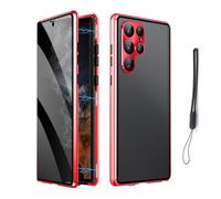 Magnetic Tempered Glass Double-Sided Phone Case for Samsung S25 S24 S23 S22 S21 Ultra Plus, Anti-Peep All-Round Protection & Anti-Drop (For Samsung S24Ultra,Red)