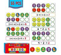 Magnetic Ten-Frame Set, 5 Frames & 55 Colorful Counters Ten Frame Math Games Jungle Themed Math Manipulative Counting Toys for Kindergarten Preschool, 5 Colors & 5 Animals (Fridge & Hand-held)