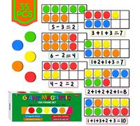 Magnetic Ten-Frame Set, Including 5 Frames (no Hollowed Out) and 55 Colorful Discs (Upgraded Version for Fridge & Hand-held)